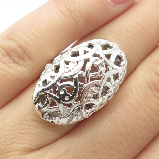 925 Sterling Silver Vintage Ornate Statement Ring Size 5.25