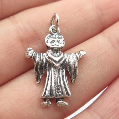 835 Silver Vintage Graduated Student 3D Charm Pendant