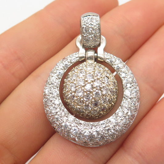 925 Sterling Silver Pave C Z Pendant