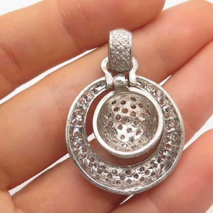 925 Sterling Silver Pave C Z Pendant