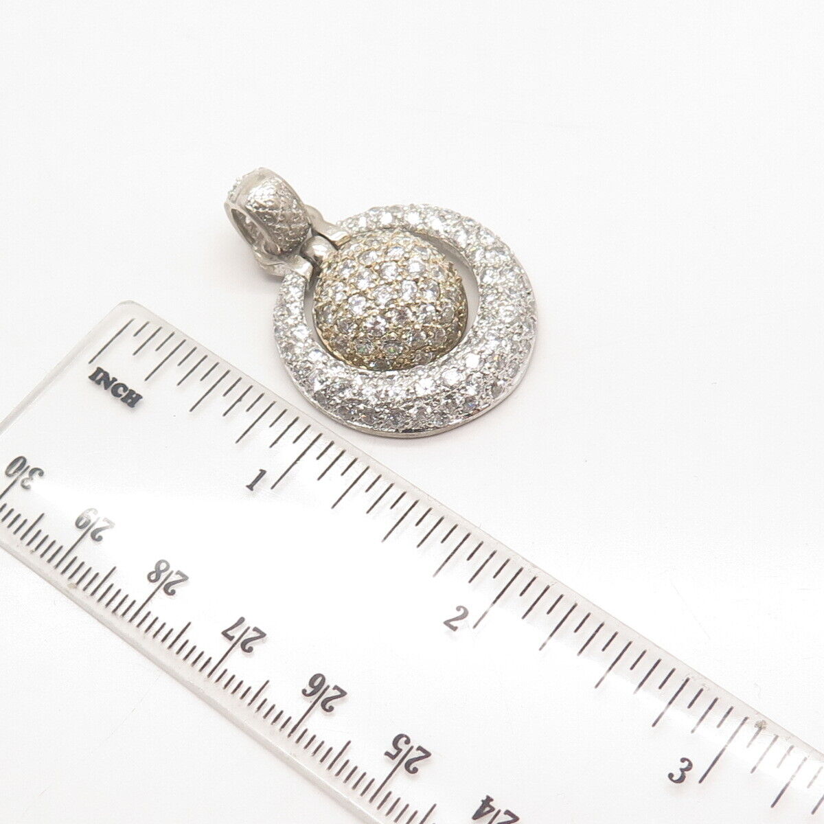 925 Sterling Silver Pave C Z Pendant