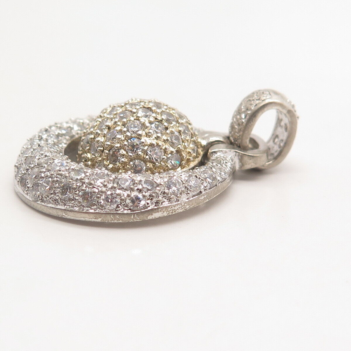 925 Sterling Silver Pave C Z Pendant