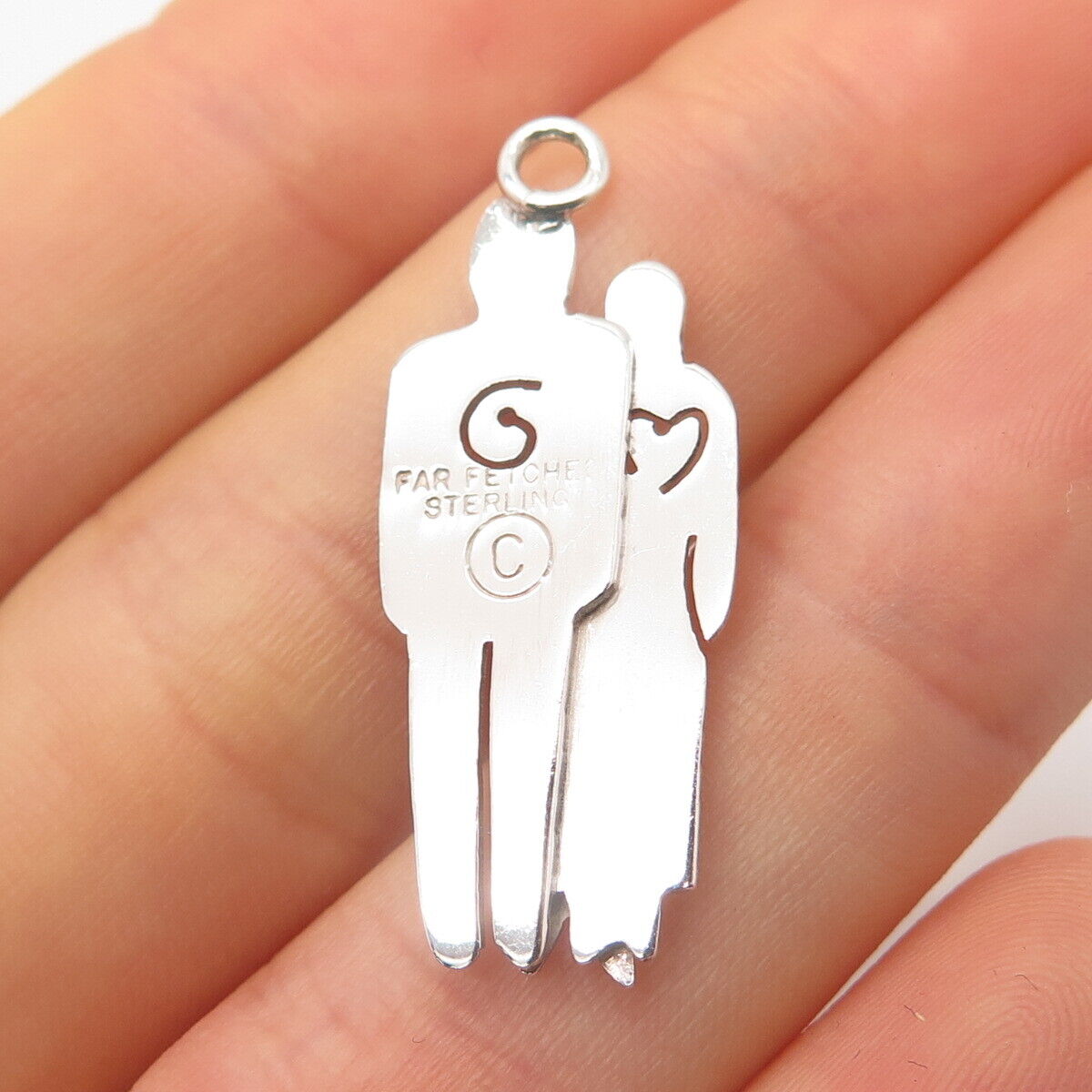 925 Sterling Silver Vintage Far Fetched Happy Family Pendant