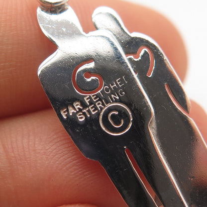 925 Sterling Silver Vintage Far Fetched Happy Family Pendant