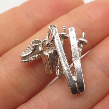 925 Sterling Silver Vintage Skis & Ice Skating Shoes Pendant