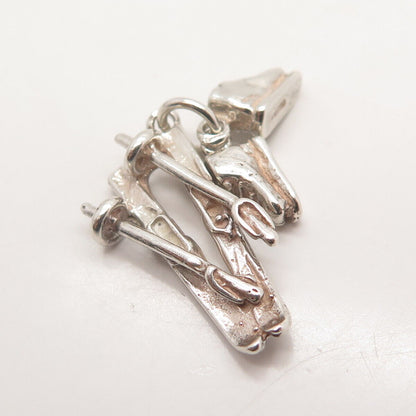 925 Sterling Silver Vintage Skis & Ice Skating Shoes Pendant