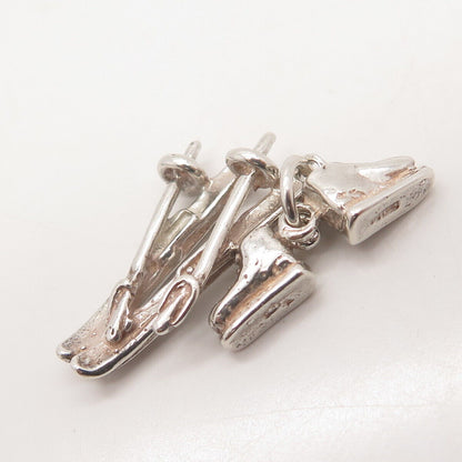 925 Sterling Silver Vintage Skis & Ice Skating Shoes Pendant