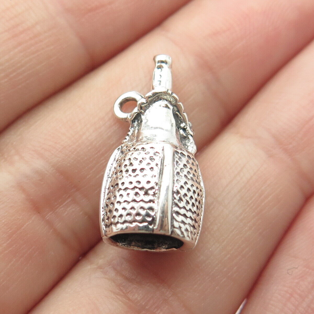 925 Sterling Silver Vintage Champagne Bottle Charm Pendant