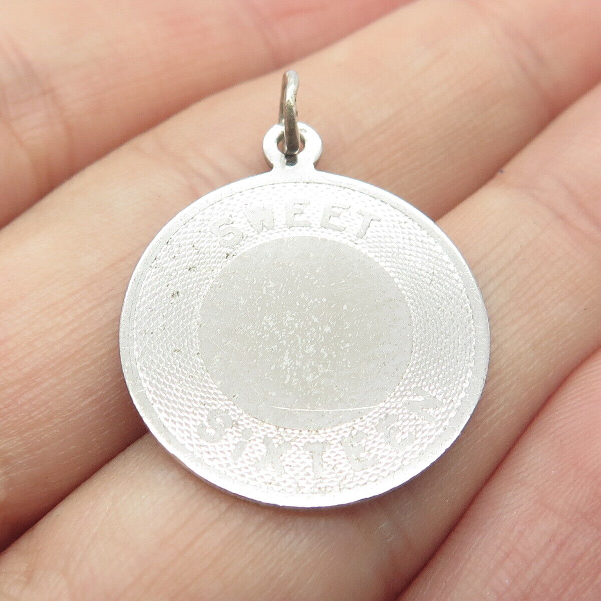 925 Sterling Silver Vintage Automade "Sweet Sixteen" Round Pendant