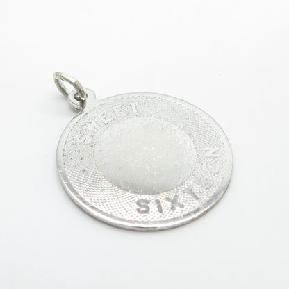 925 Sterling Silver Vintage Automade "Sweet Sixteen" Round Pendant