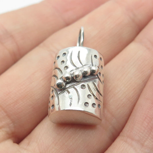 925 Sterling Silver Vintage Beaded Tube Pendant