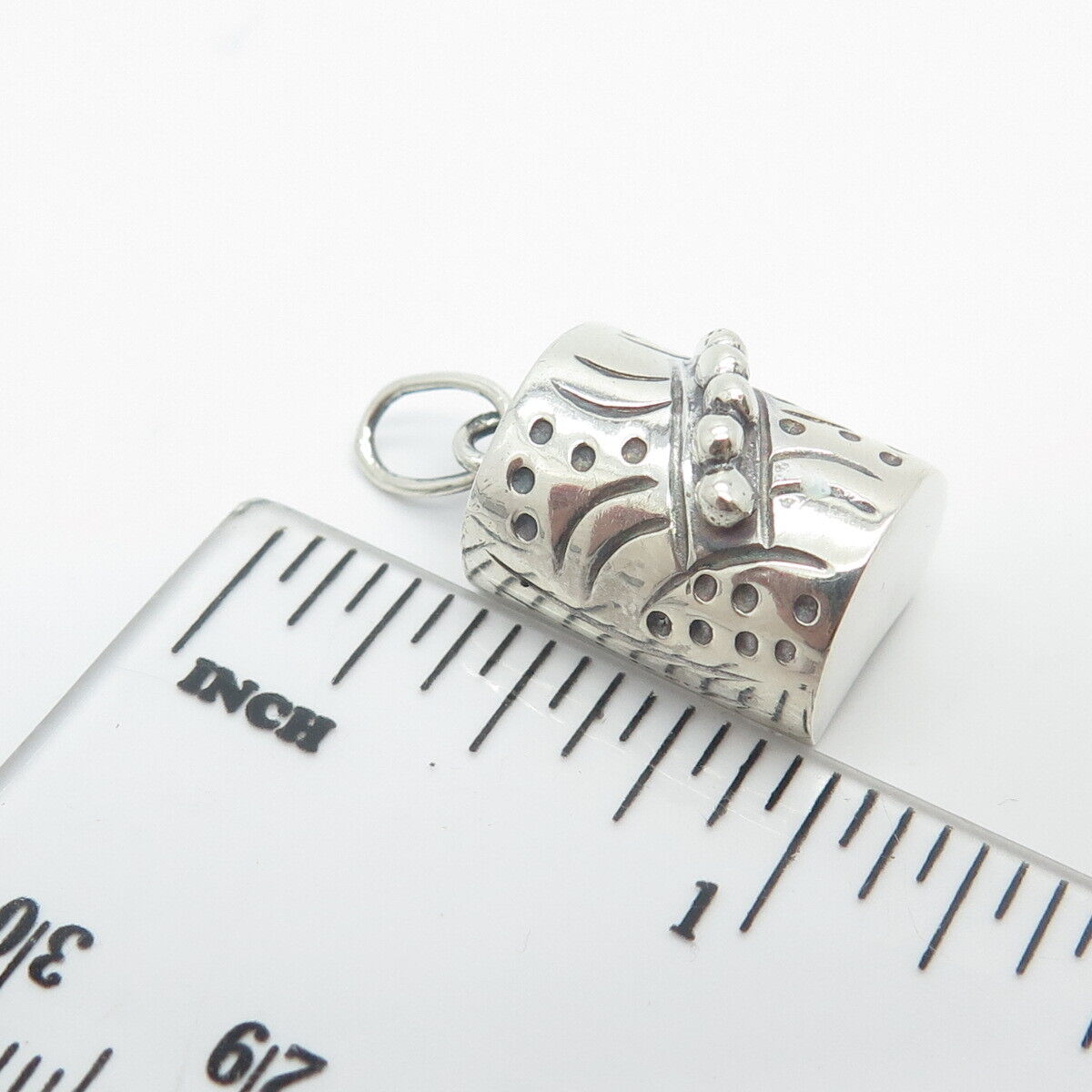 925 Sterling Silver Vintage Beaded Tube Pendant