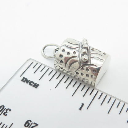 925 Sterling Silver Vintage Beaded Tube Pendant