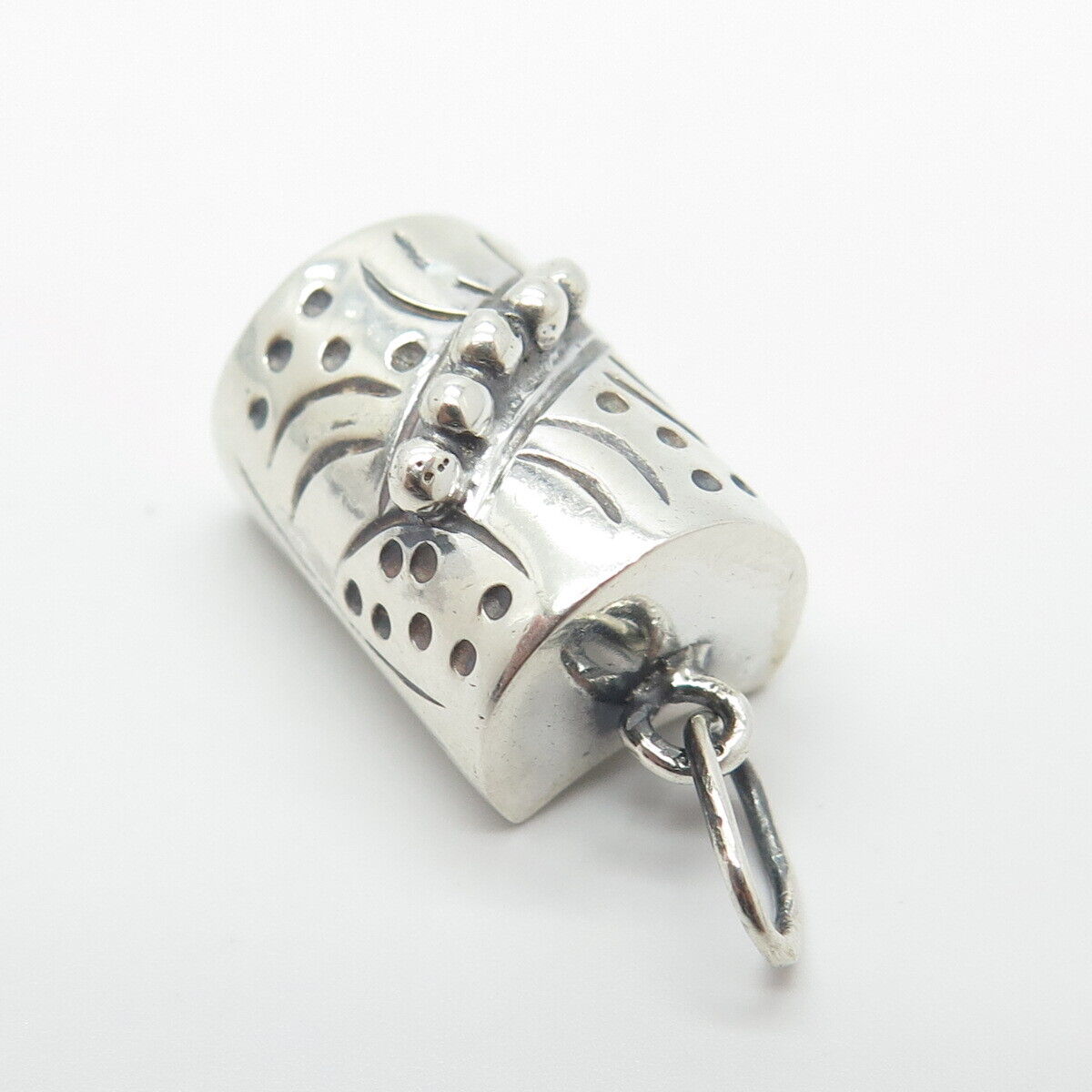 925 Sterling Silver Vintage Beaded Tube Pendant