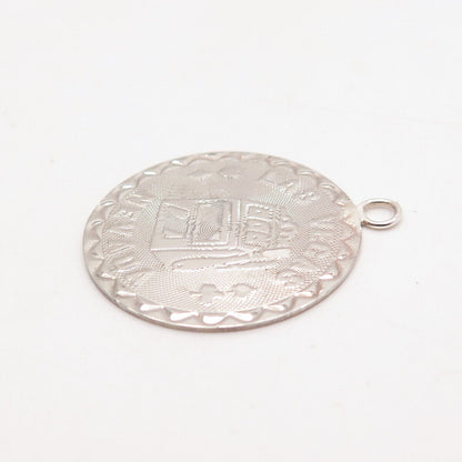 925 Sterling Silver Vintage "Nevada" Round Pendant