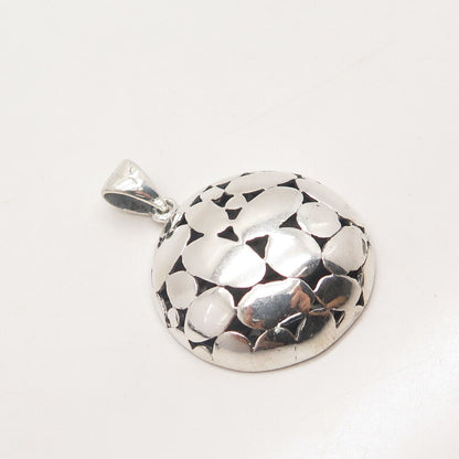 925 Sterling Silver Vintage Pebble Pendant