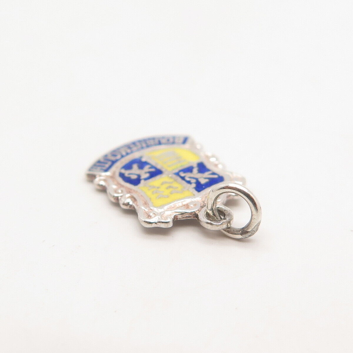 925 Sterling Silver Vintage  Enamel  "Bournemouth" Coat of Arms Charm Pendant