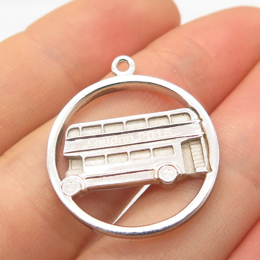 925 Sterling Silver Vintage "London 2015" Double-decker Bus Pendant