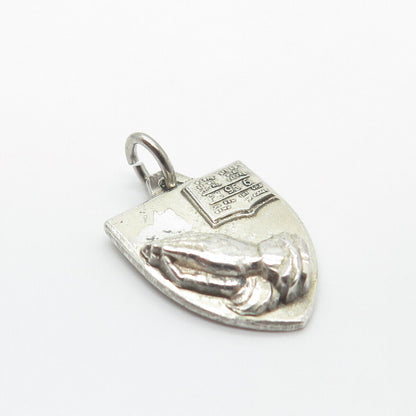 925 Sterling Silver Vintage Hayward "I Am a Baptist" Praying Hands Charm Pendant