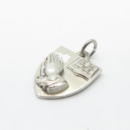 925 Sterling Silver Vintage Hayward "I Am a Baptist" Praying Hands Charm Pendant