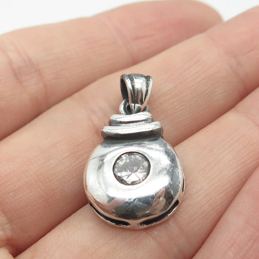 925 Sterling Silver Vintage BOMA C Z Round Pendant