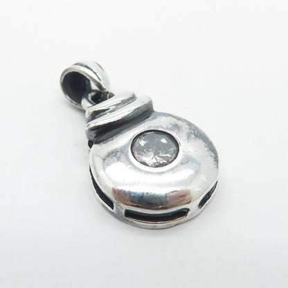 925 Sterling Silver Vintage BOMA C Z Round Pendant