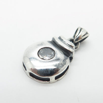 925 Sterling Silver Vintage BOMA C Z Round Pendant