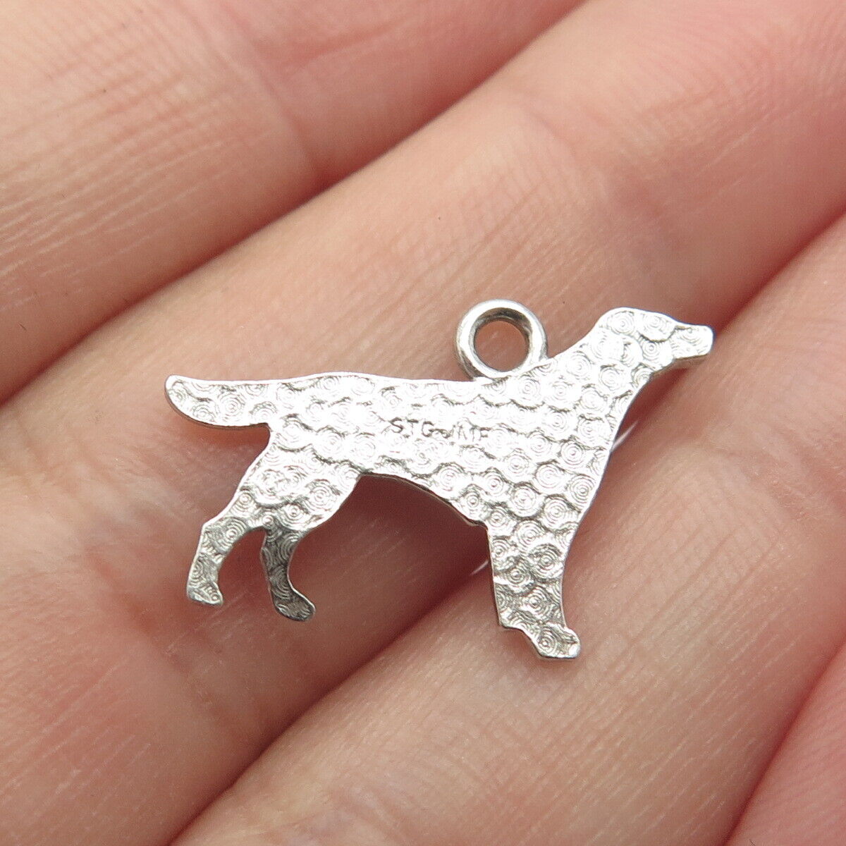 925 Sterling Silver Vintage STG JMF Dog Charm Pendant