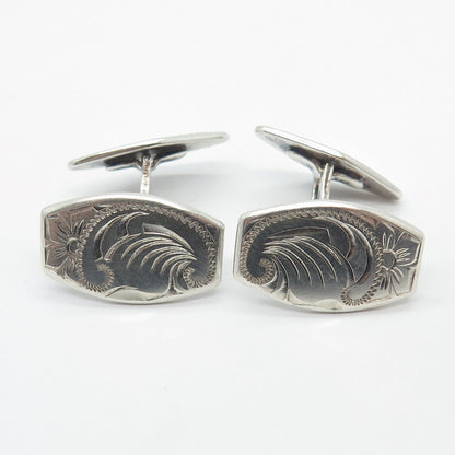 835 Silver Vintage Etched Cufflinks