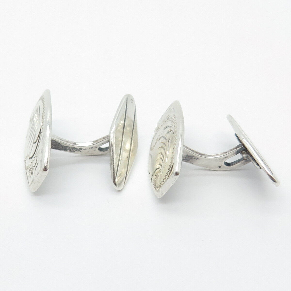 835 Silver Vintage Etched Cufflinks