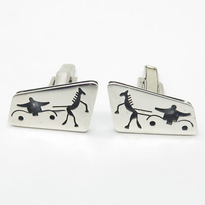 925 Sterling Silver Vintage Mexico Horse Harness Cart Cufflinks