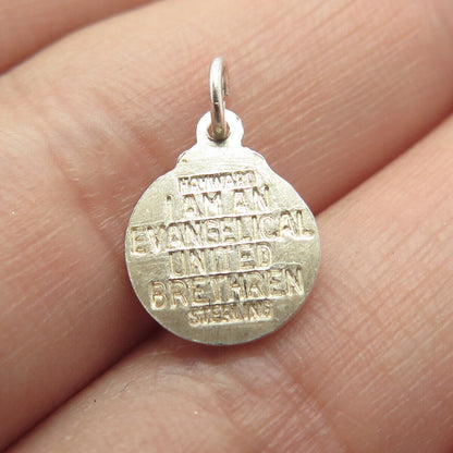 925 Sterling Silver Vintage "Forward with Christ" Religious Charm Pendant