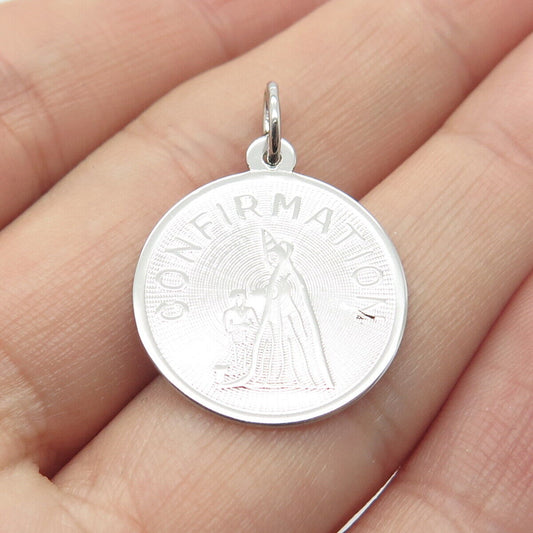 925 Sterling Silver Vintage "Confirmation" Religious Charm Pendant