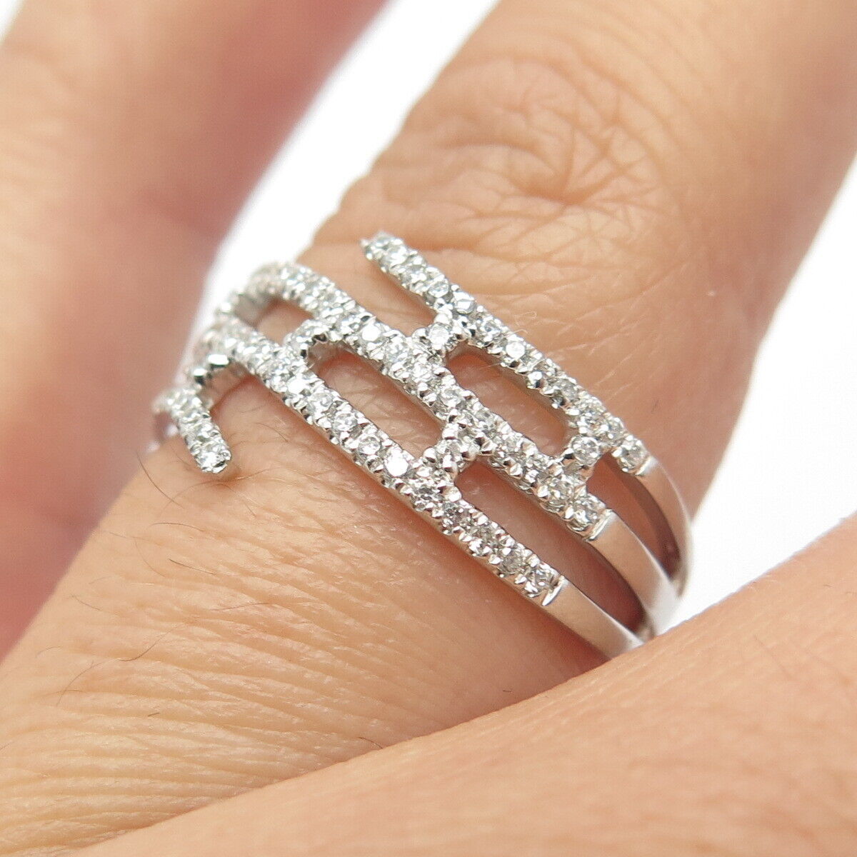 925 Sterling Silver Pave C Z Ring Size 7.25