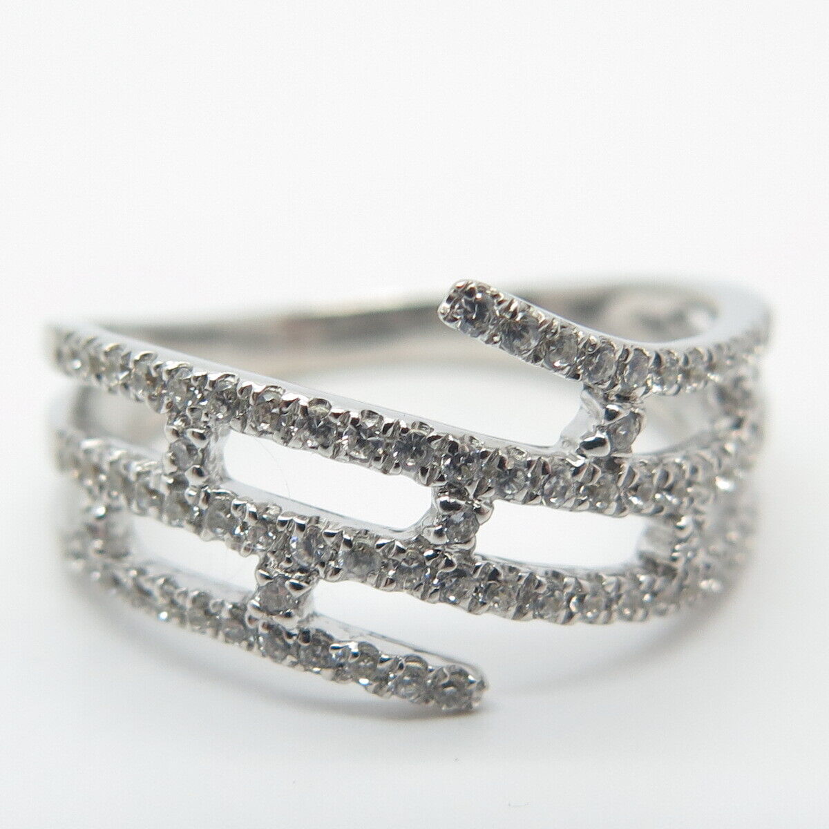 925 Sterling Silver Pave C Z Ring Size 7.25