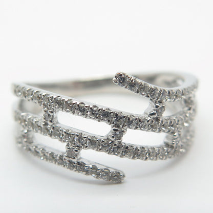 925 Sterling Silver Pave C Z Ring Size 7.25