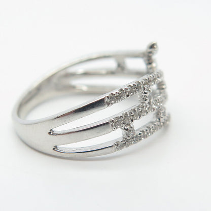 925 Sterling Silver Pave C Z Ring Size 7.25