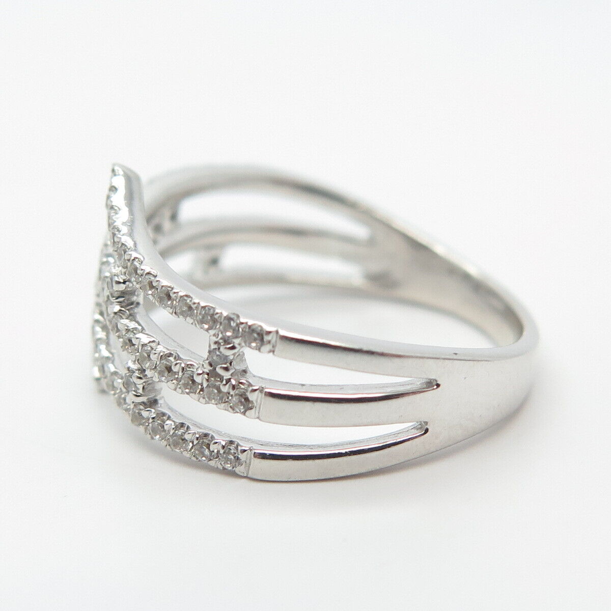 925 Sterling Silver Pave C Z Ring Size 7.25