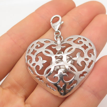 925 Sterling Silver Vintage Ornate Heart Pendant