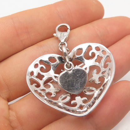 925 Sterling Silver Vintage Ornate Heart Pendant