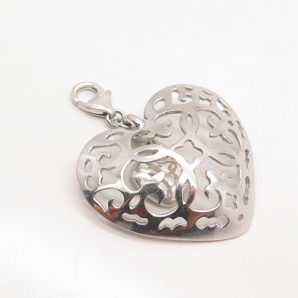 925 Sterling Silver Vintage Ornate Heart Pendant