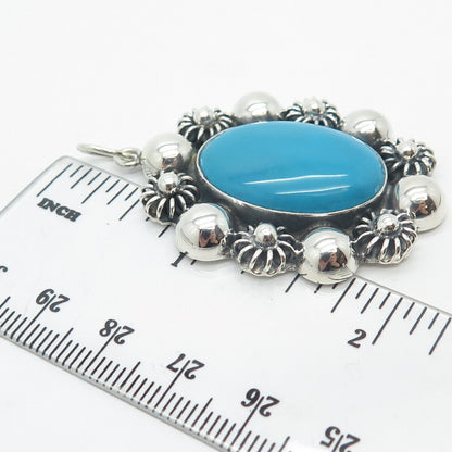 925 Sterling Silver Vintage Mexico Real Turquoise Gemstone Pendant