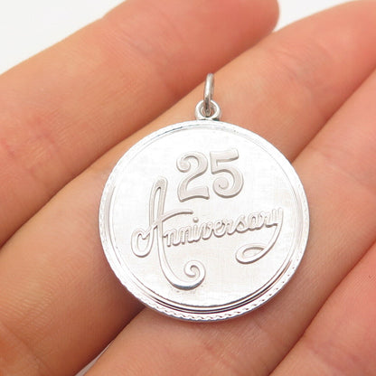 925 Sterling Silver Griffith & Sons Vintage "25 Anniversary" Round Pendant