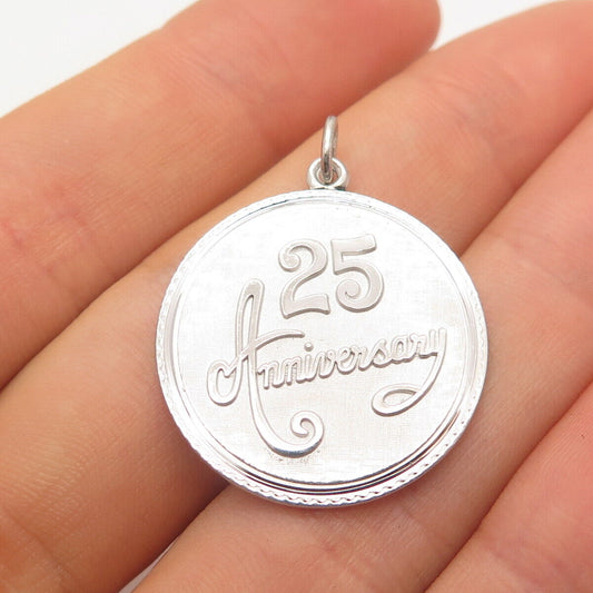 925 Sterling Silver Griffith & Sons Vintage "25 Anniversary" Round Pendant