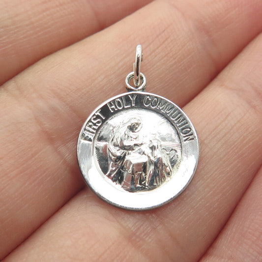 925 Sterling Silver Vintage "First Holy Communion" Charm Pendant