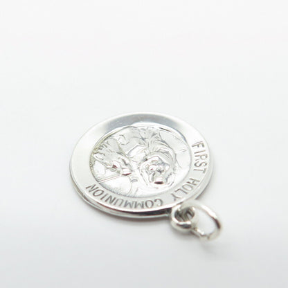 925 Sterling Silver Vintage "First Holy Communion" Charm Pendant