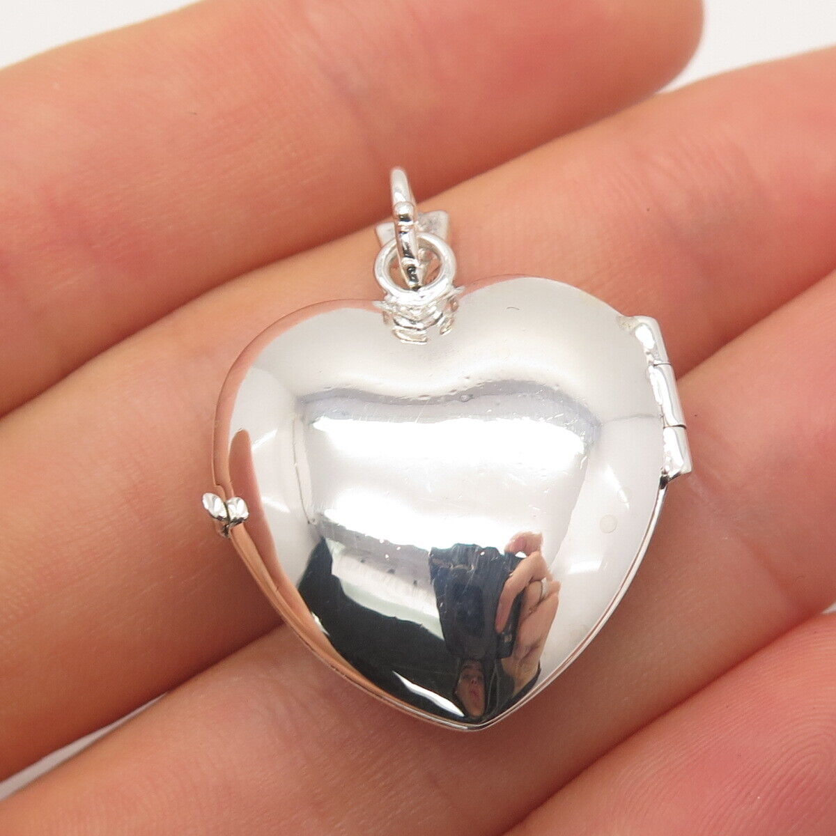 925 Sterling Silver Real Marcasite Gem Heart Locket Pendant