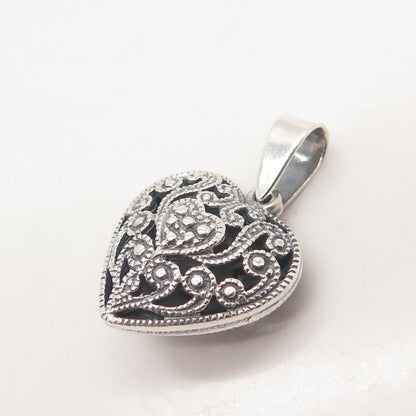 925 Sterling Silver Vintage Ornate Heart Pendant