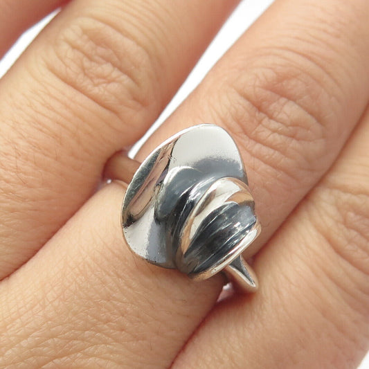 925 Sterling Silver Vintage Modernist Ring Size 7.25