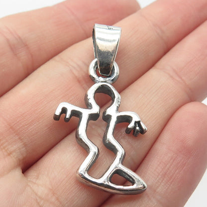 925 Sterling Silver Vintage Skier Silhouette Pendant